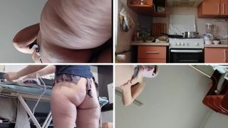 HairyMaid - Amateur wife does housework naked. Brunette hairy pussy, big ass.-2