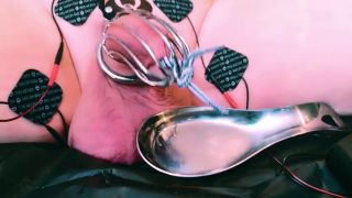 Estim ASMR BDSM Electric eStim Milking Session Beginning - Electric Impulse Leg Massage watching BBC Porn-9
