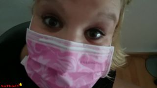 GERMAN LADY GETS CUM ON MEDICAL MASK | pov | milf porn amateur girls-5