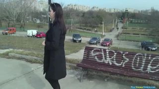 Brunette flashing pussy in public Public-9