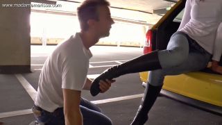 free porn clip 3 Madame Marissa – Slave Has To Lick My Boots In Publick Parking Garage | foot domination | feet porn mika tan femdom-5