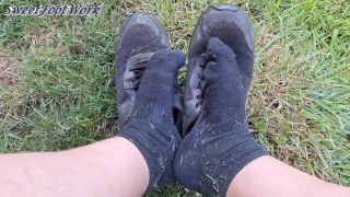SweetFootWork - Worship My Big Sweaty Stinky Feet, Tennis Shoes and Socks Outside After Mowing Grass -You May Cum-1