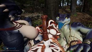 SmallBeanLex - Hung Futanari jumped by horny Tribal Women while camping // VRChat ERP Threesome-8