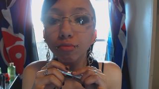 adult clip 11 impregnation fetish porn Miss Alice the Goth – Clear Lip Gloss Teasing Glass Dildo, hairy pussy on fetish porn-1