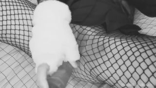 Female Orgasm Black and white solo video masturbating dildo ride in fishnets Hot goth girl-1