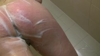 Silva Storey soaps up her hairy snatch and pits, the water  flows-3