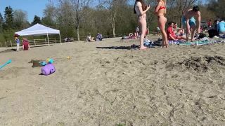 Group of thick teenage friends in thong bikinis Nudism!-4