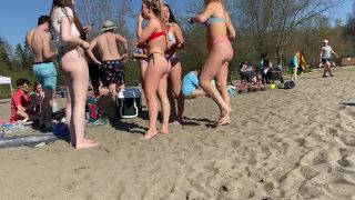 Group of thick teenage friends in thong bikinis Nudism!-9