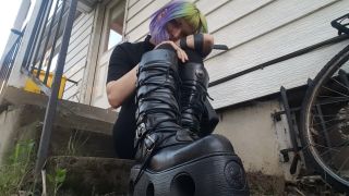 free porn video 31 Cyberpunk goth girl boot worship and spitty soles - foot worship - solo female mika tan femdom-1