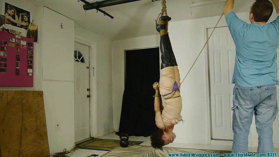 176 - Hanging Upside Down Bound with Fishing Line.