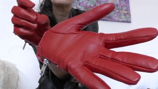 Leather Demonstration of Short Leather Gloves and Gloves Sniffing POV, Lady Victoria Valente-5