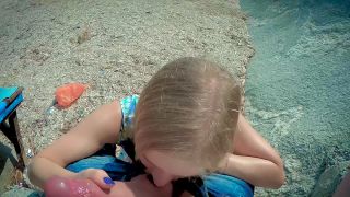 Alexandra Codefuck - Perfect Blowjob At The Sunny Public Beach By Blonde Russi - Blowjob-1