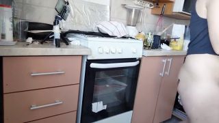HairyMaid - Amateur wife prepares breakfast in the kitchen naked.-3