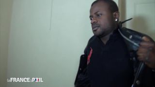 Sleezy french brunette sucks black and white cock-1