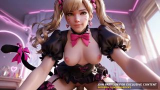 3DHGames - 3D Animation : Overwatch - Dva Black Cat Suit Dick Ride Cum On Face Uncensored Hentai-8