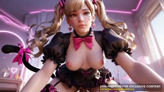 3DHGames - 3D Animation : Overwatch - Dva Black Cat Suit Dick Ride Cum On Face Uncensored Hentai-9