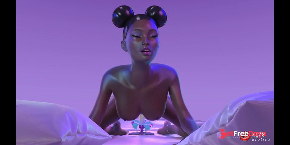 Exotic Temptress Layla, the Mystery Mouse Girl, Rides a Rotating Dildo and Explodes in Orgasm