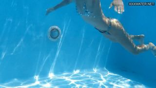 Euro blonde small tits pornstar zazie swimming naked underwate....-5