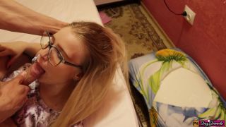 Hot Girl In Glasses Makes Sloppy Blowjob And Deepthroat  Cum On Face 1080p-9