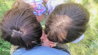 Kira GreenOutdoor Blowjob, Cumshot On Tongue, Sucking After Cumming - Pov Ffm Threesome Amateur Kira Green - 1080p-5