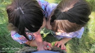 Kira GreenOutdoor Blowjob, Cumshot On Tongue, Sucking After Cumming - Pov Ffm Threesome Amateur Kira Green - 1080p-6