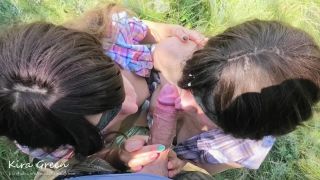 Kira GreenOutdoor Blowjob, Cumshot On Tongue, Sucking After Cumming - Pov Ffm Threesome Amateur Kira Green - 1080p-9