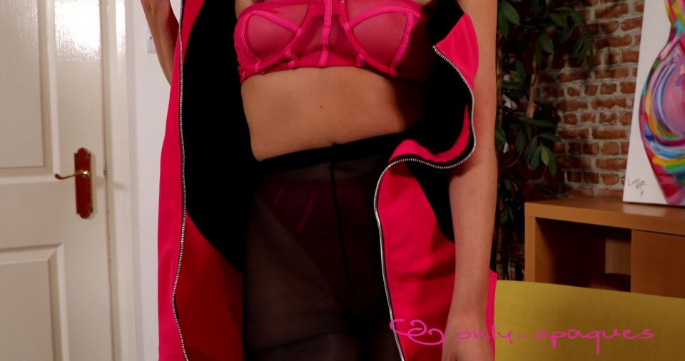 Bonnie Topless in black semi sheer pantyhose 4K.