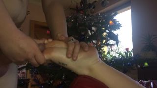 Hot Xxxmas feet humping with a huge cum blast - [Feet porn]-7