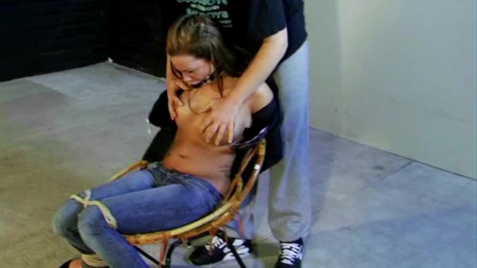 Submissed e195 Maya chairtied stripped and tit-grabbed