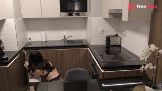 [GetFreeDays.com] Hot Sexy Blonde Petite Girl in Black Shiny See Through Pantyhose No Panties in The Kitchen Porn Film May 2023-9