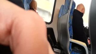 Guy in public transportation plays with his dick-0