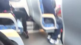 Guy in public transportation plays with his dick-7