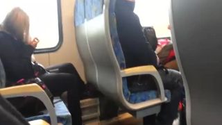 Guy in public transportation plays with his dick-8