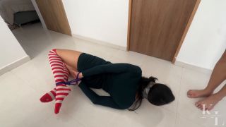 online porn clip 10 bdsm bed KinkyLifestyle - Simona Hogtied by Luana for some Foot Worship and Sock Stuffing - FullHD 1080p, fetish on fetish porn-5