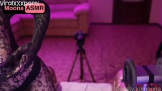 Pussy Licking Moona teases in sheer lingerie during ASMR earlicking stream video -6