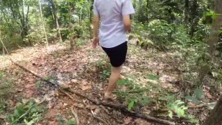 พานักศึกษาไปเย็ดในป่า Thai Couple Walking In The Forest And Fucking Cum -0