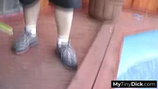 2 Girls Blowjob A redhead and a blonde team up on his small cock-1