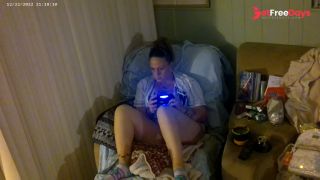 Step mom smoking cigarette and playing video games in her bra and panties Part 2-3