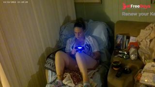 Step mom smoking cigarette and playing video games in her bra and panties Part 2-8