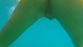 Dream4AngelUnderwater PUSSY PLAY at Public Beach # FUN from Risky Public Exhibitionism-4