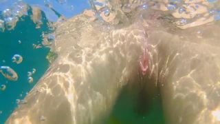 Dream4AngelUnderwater PUSSY PLAY at Public Beach # FUN from Risky Public Exhibitionism-6