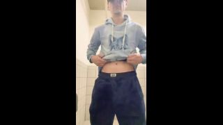 Brunette College Hunk likes Risky Public Restroom JO-1