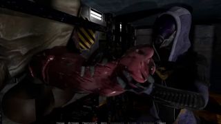 3D The cute girl couldnt resist and jerked off the mutants monstrous cock with her feet-1