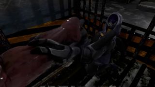 3D The cute girl couldnt resist and jerked off the mutants monstrous cock with her feet-5