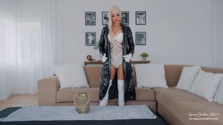 Femdom porn Young Goddess Kim - slave Milking - Shiny White Glove Job - Young    Objectification-9