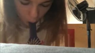 Horny amateur girl masturbating ass and pussy with brush on cam-8