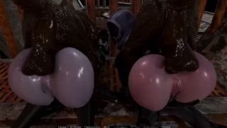 Anime double anal penetration in two tight asses by two zombie monster cocks-9