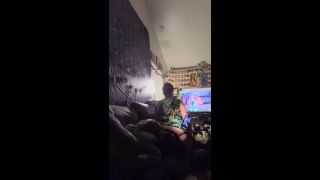 BustyRoxxy - Young chubby slut keeps her step Daddy's cock warm while playing video games.-0