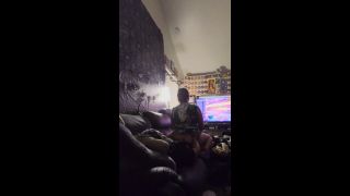 BustyRoxxy - Young chubby slut keeps her step Daddy's cock warm while playing video games.-7