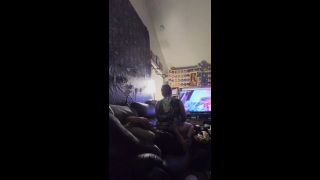 BustyRoxxy - Young chubby slut keeps her step Daddy's cock warm while playing video games.-8